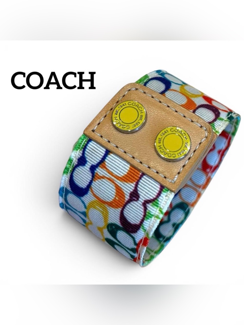 Coach Limited Ed Y2K Rainbow Signature Strap Bracelet NWOT